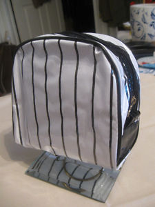 COLOURFUL SHINY NEW LANCOME ZIP-UP STRIPED COSMETIC BAG