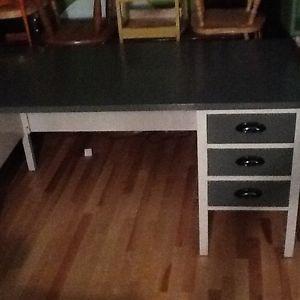 Charcoal grey and silver wood desk