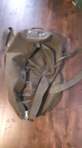 Green canvas army duffel bag