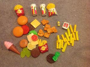 Kids play macdonald's food and utensils