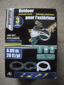 NEW RiteCord Light Duty Outdoor Extension Cords - 3 pack