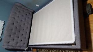 New Upholstered Panel Double Bed with Box Spring and