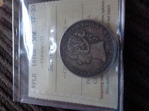  Newfoundland 50 cent coin - ICCS VF30