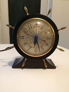 Sessions Ships Wheel, Nautical Mantle Clock Vintage