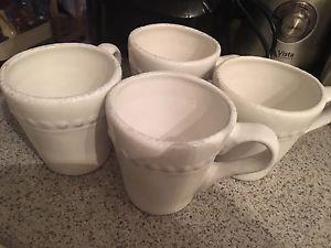 Set of Four Large Coffee Cup Set Ceramic Threshold Brand