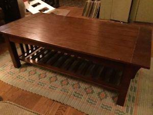 Solid wood coffee table and 2 end tables