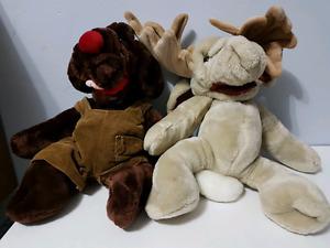 Vintage Ganz Wrinkles stuffed moose and dog p