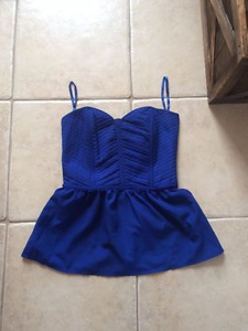 Women's Blue peplum style top, size small