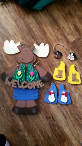 Wooden moose welcome sign