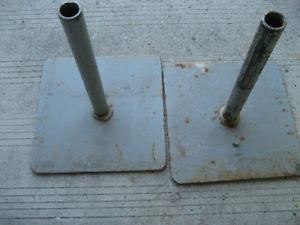 metal base stands, one pair. Base 9x9 inch. Height 10 inch.