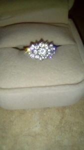 14K Yellow gold cluster ring