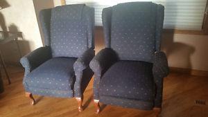 2 WING BACK ARMCHAIRS