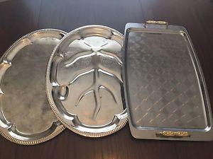 3 new metal serving trays