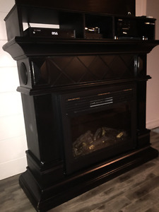 Black Electric Fireplace with 2 built in speakers
