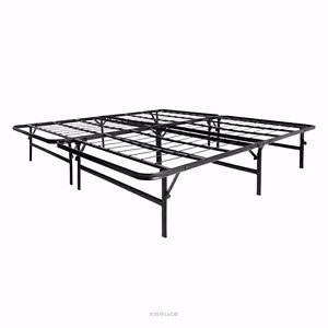 Black Metal Folding Bed Frame for a Queen Bed