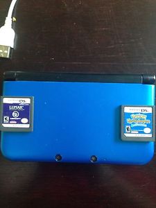 Blue 3Ds Xl and two games