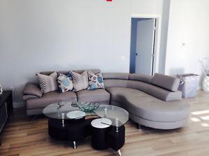 Brand New Grey Leather Sectional