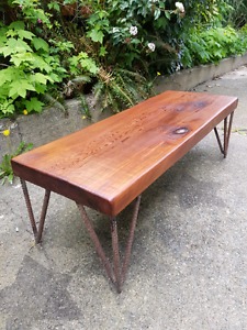 Coffee table....rebar / cedar custom built