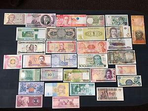Collection 30 pcs World Banknotes - 5 Continents -Crisps