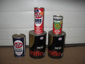 Esso Metal oil cans, STP oil, bardall, gas & oil treatment