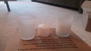 Frosted Votive Holders and White Votives for Wedding