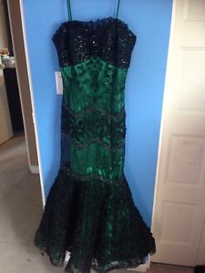 Green and black dress
