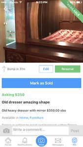 Heavy wooden dresser with mirror