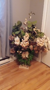 Large silk flower arrangement in Victorian vase