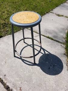 Metal stool w/ wood inlay - 2 available