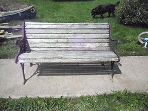OUTDOOR CAST IRON BENCH SOLID COULD USE SOME PAINT.