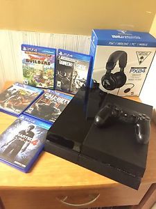 PS4 with 5 games and turtle beach headset
