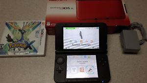 Red 3DS XL with pokemon X