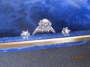 Sapphire and Diamond Cluster Ring with Matching Earrings