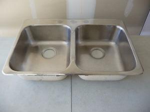 Sink, stainless, dual basin - $10, good condition