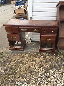 Solid wood desk w hutch and chair