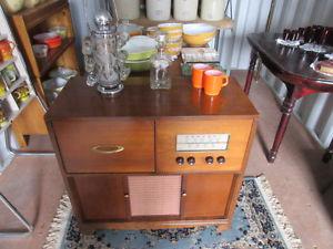 s marconi cabinet tube radio turn table