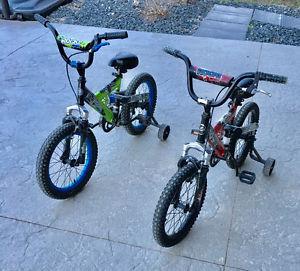 2 kids 16" bikes with training wheels