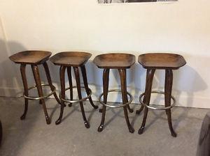 4 Solid Wood Bar Height Stools