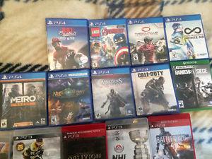 9 PS4. 1 xbo1 and 5 PS3 games 10 bucks each