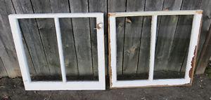 ANTIQUE VINTAGE SHABBY CHIC WOOD 2 LITE WINDOW - craft