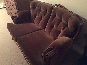 Antique French Provincial Velour Love Seat