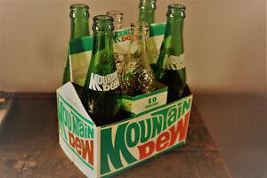 Antique Mountain Dew Carrier and Bottles.