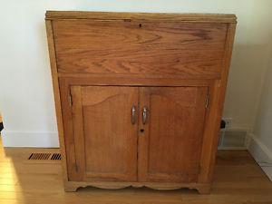 Antique Oak Record Player Cabinet