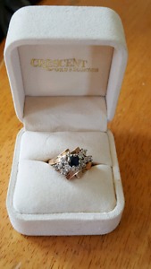 Blue sapphire diamond ring