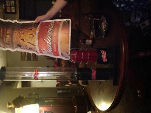 Budweiser tin sign and and red light tap