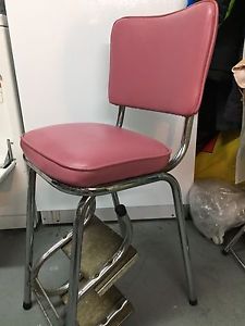 Kitchen counter height chair with step stool. Vintage.