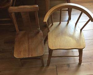 Pair of children's solid wood chairs