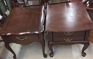 Pair of large end tables each with drawer