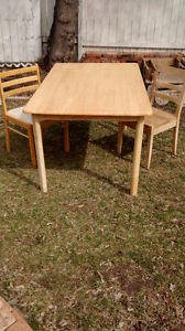 Pine table and 2 chairs