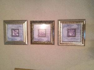 Series of 3 Pictures Set in High End Picture Frames
